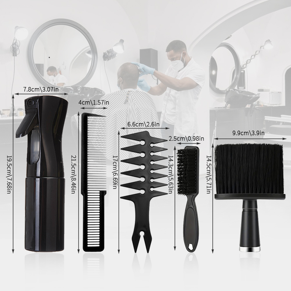 3/4/5 pçs/lote conjunto de pente de cabelo preto estilo cabeleireiro pente de cabelo dos homens barbeiro treinamento cauda pente salão de beleza estúdio pente de corte de cabelo: Preto
