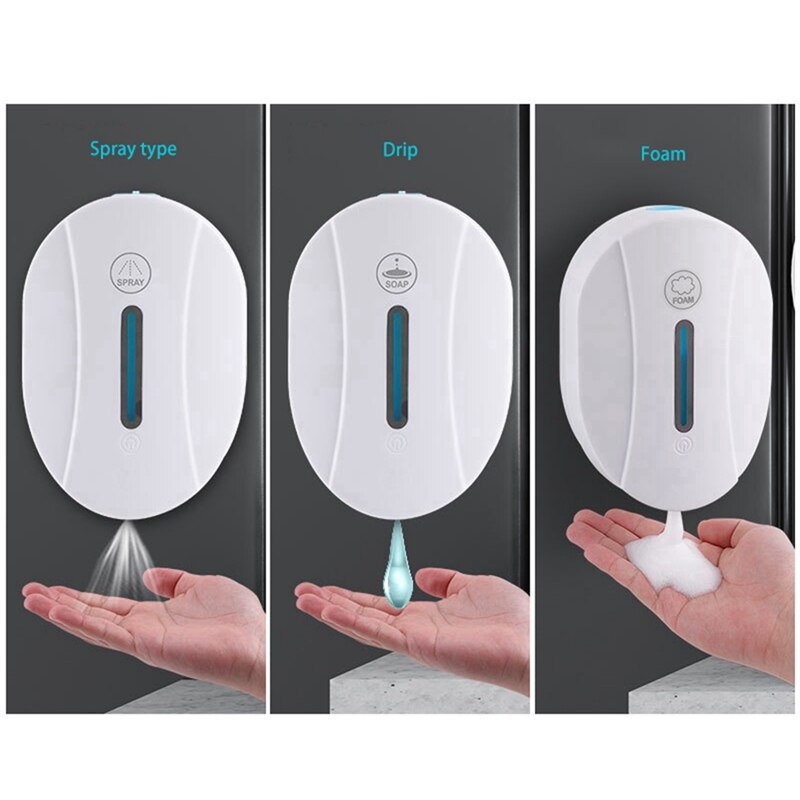 JHD-550Ml Automatic Liquid Soap Dispenser Touchless Sensor Foam Hand Washer Spray Wall Hand Washing Machine: white
