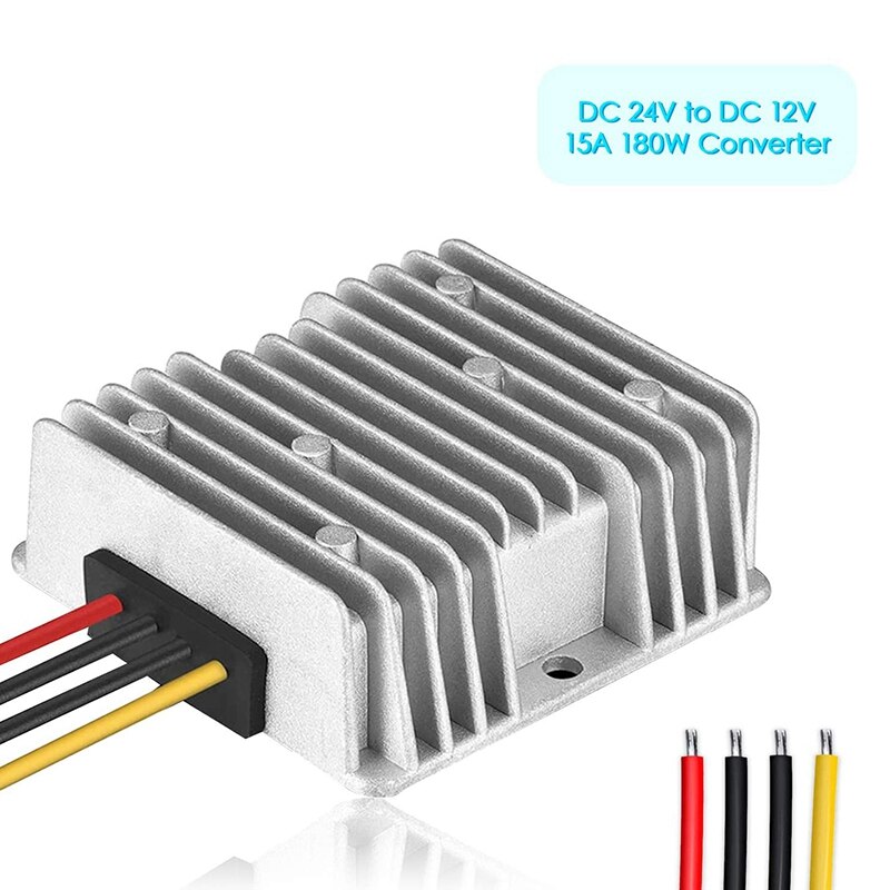 RISE-Step Down DC 24V To 12V 15A 180W Converter, Accept DC15-40V Inputs Regulator Power Adapter For Auto Motor Car Truck