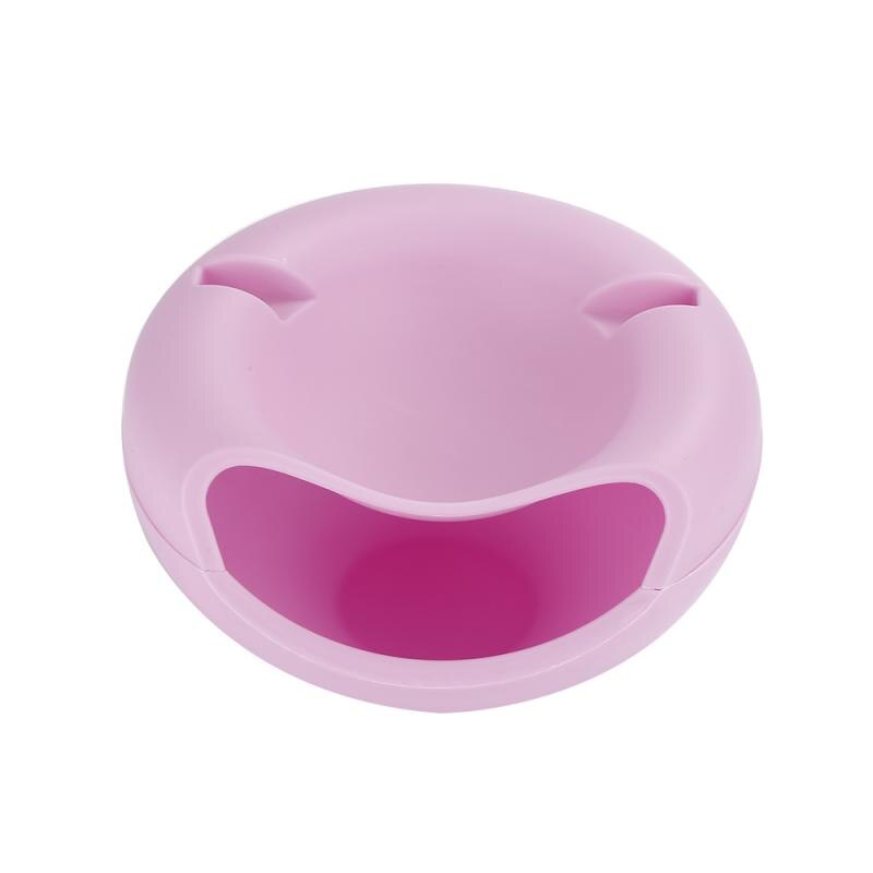 Double Layer Container box Bowl Dish Layer Dry Fruit Snacks Seeds Containers Phone Holder Plastic Storage Box: pink