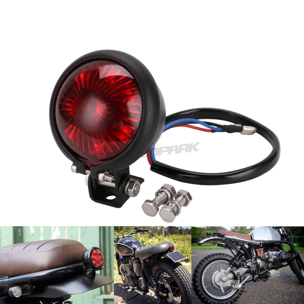 SPEEDPARK-Luz LED trasera de freno para motocicleta, luz roja de 12V, ajustable, estilo Cafe Racer, para Chopper