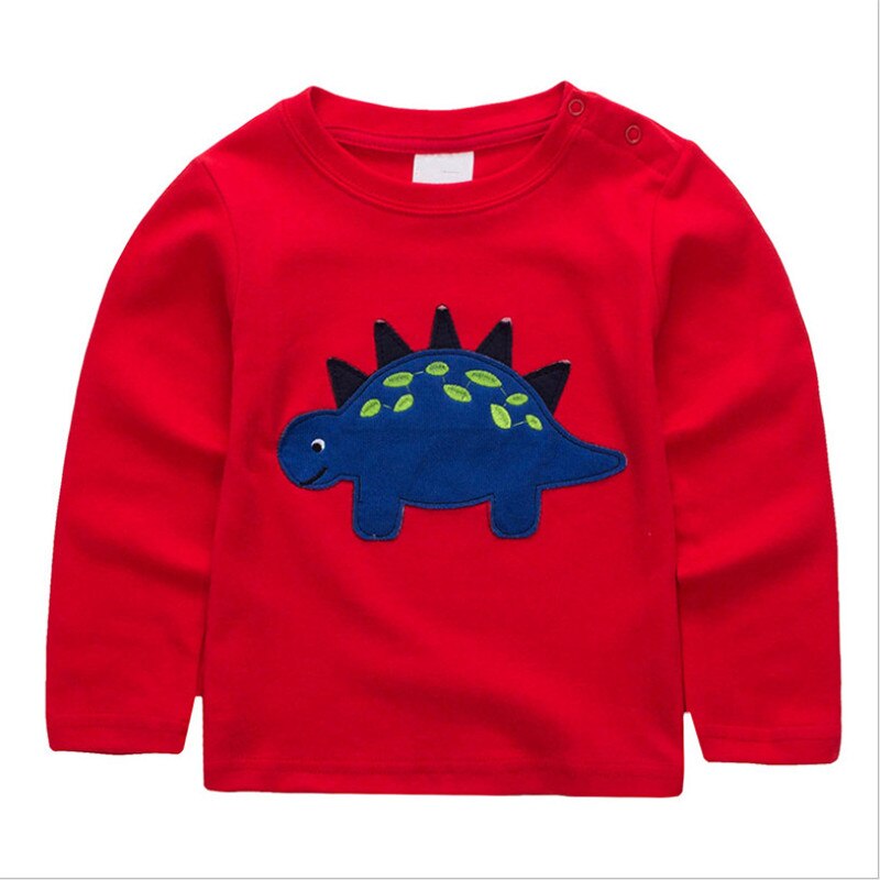 Hoppa bebis applikation pojkar t-shirts toppar långärmade tecknade barn t-shirt barnkläder vår höst t-shirt pojkar toppar t-shirts