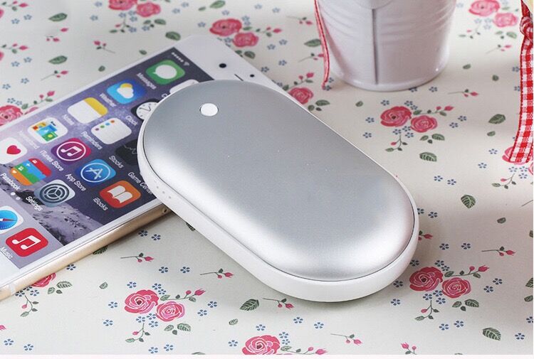 2 In 1 mini hand warmer 4000mah power Bank USB handy warmers Powerbank Portable Poverbank External Battery Charger for Phone: silver