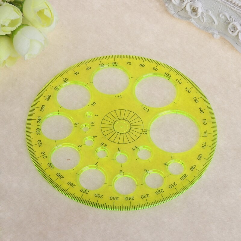 Regla redonda de 360 grados de papelería, círculo transparente, suministros de dibujo escolar, transportador, plantilla maestra moderna, 1 unidad