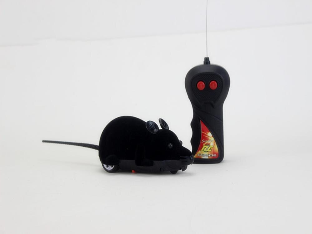 nuevos juguetes del ratón inalámbrico RC ratones gato juguetes de Control remoto falsa Mouse novedad RC divertida del gato jugando ratón juguetes para gatos: Negro / 16 x 7 x 8cm