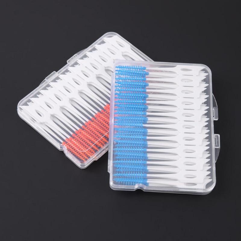 80 teile/schachtel Interdentalbürste Gummi Interdentalbürste Zahn Pinsel Kieferorthopädische Bürsten Naht Weichen Bürste Massage Zahnfleisch Zahnstocher