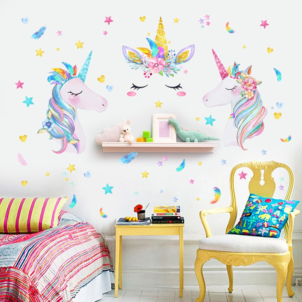 Unicorn Wall Stickers Pink Wall Stickers Girl Decoration Wall Stickers Living Room Children Bedroom Stickers