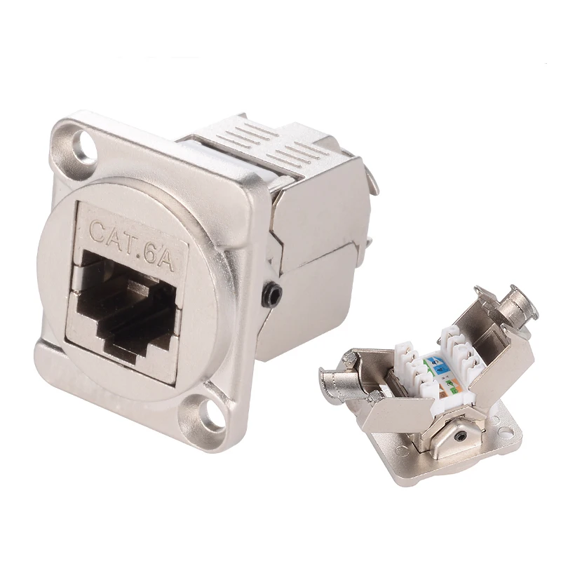 D-typ modul 8 p 8c rj45 kontakt hane hona uttag industrikamera nätverkskommunikation 4 stift  rj11 kat 6a med dammskydd: Guld-