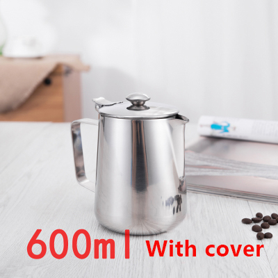 Yrp Rvs Melkopschuimer Kannen Espresso Koffie Mokken Barista Tools Cappuccino Kopjes Craft Latte Pot Keuken Accessoires: 600ml with cover