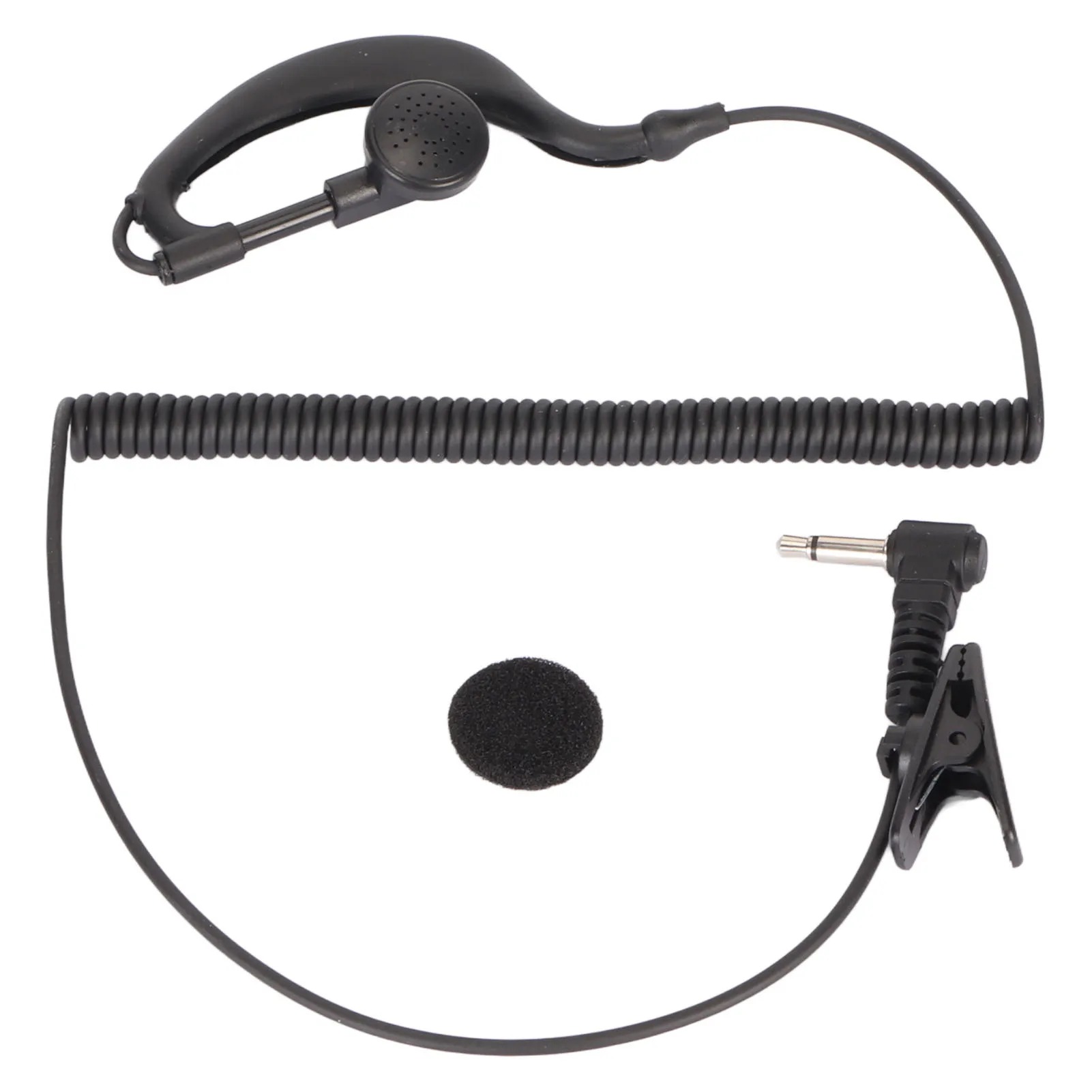 3.5mm walkie-talkie-headset med hörlurar, öronfäste, klart ljud, 1- stifts svart, för komradio (endast ljud, ) mp3 spelare)