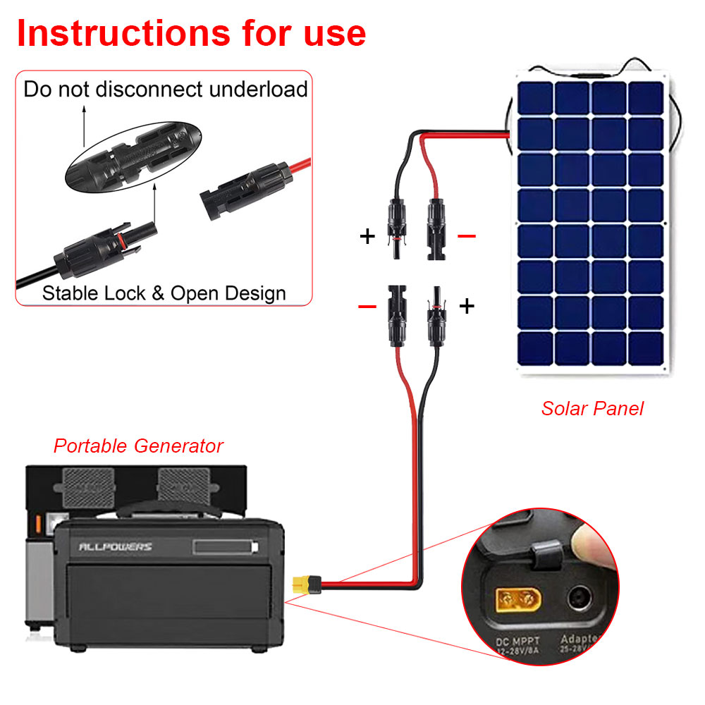 Cable de carga solar Adaptador XT60 a cable de extensión de conector hembra macho solar 12AWG 0,6/1,5/3M para paquete de batería