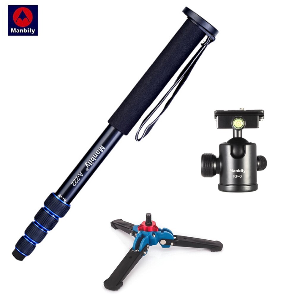 Manbily A-222 Aluminum Photography Stand Digital SLR Camera Monopod Additional Base &amp; Ball Head mini camera tripod