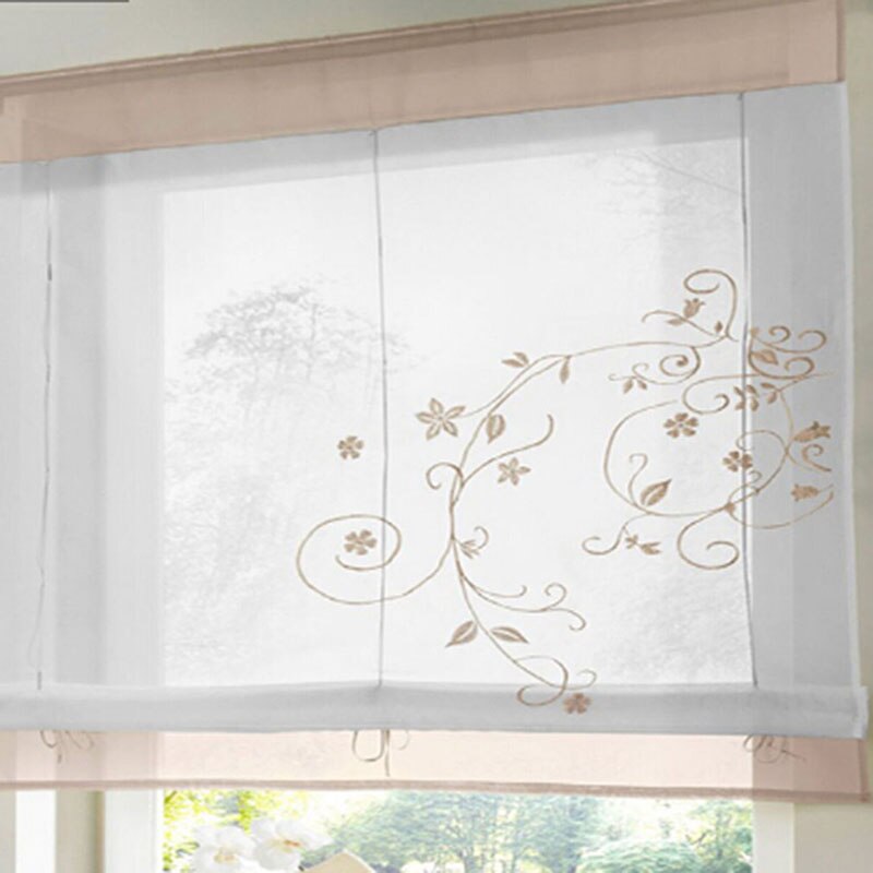 Modern Short Window Kitchen Tulle Voile Curtain For Living Room Divider Home Transparent Sheer Curtain Drapes Window Voile: Sand 60x120