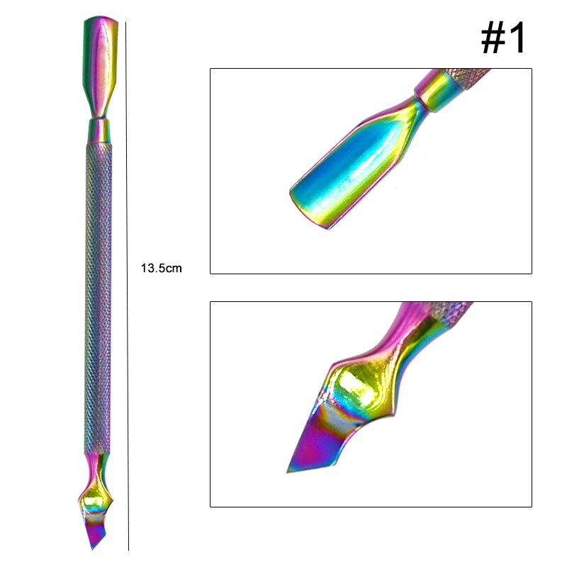 Dual-ended Chameleon Nail Cuticle Pusher Set Dead-skin Remover Cuticle Nipper Clipper Scissor Stainless Steel Manicure Tool: 01