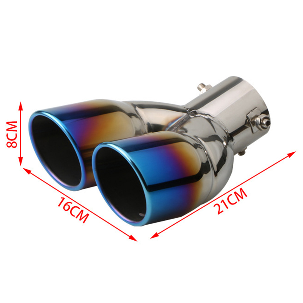 Terminale di scarico universale per auto punta rotonda in acciaio inossidabile coda di automobile posteriore cromato tondo tubo di scarico silenziatore ID 63MM 76MM: blu bend 63mm