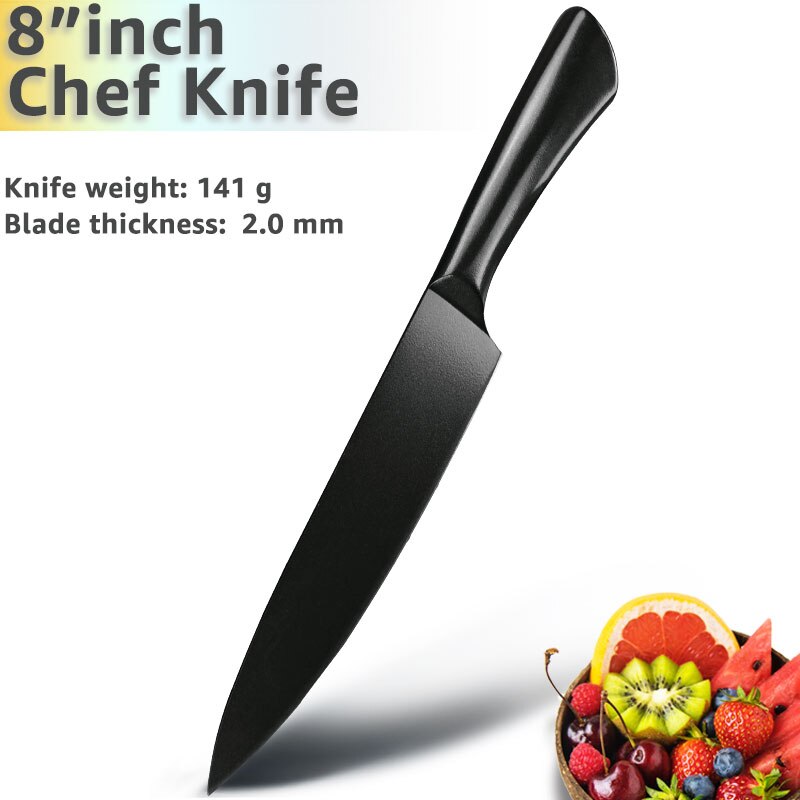 Køkkenkniv 5 7 8 tommer 7 cr 17 440c rustfrit stål værktøjskniv kokkekniv non-stick belægning kød fisk køkken madlavningsværktøj: 8 in kokskniv