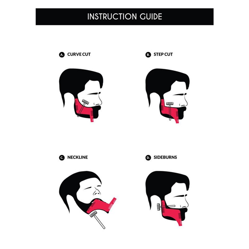 1PCS Beard Shaping Styling Template PLUS Beard Comb All-In-One Tool ABS Comb for Hair Beard Trim Template (Carton packaging)