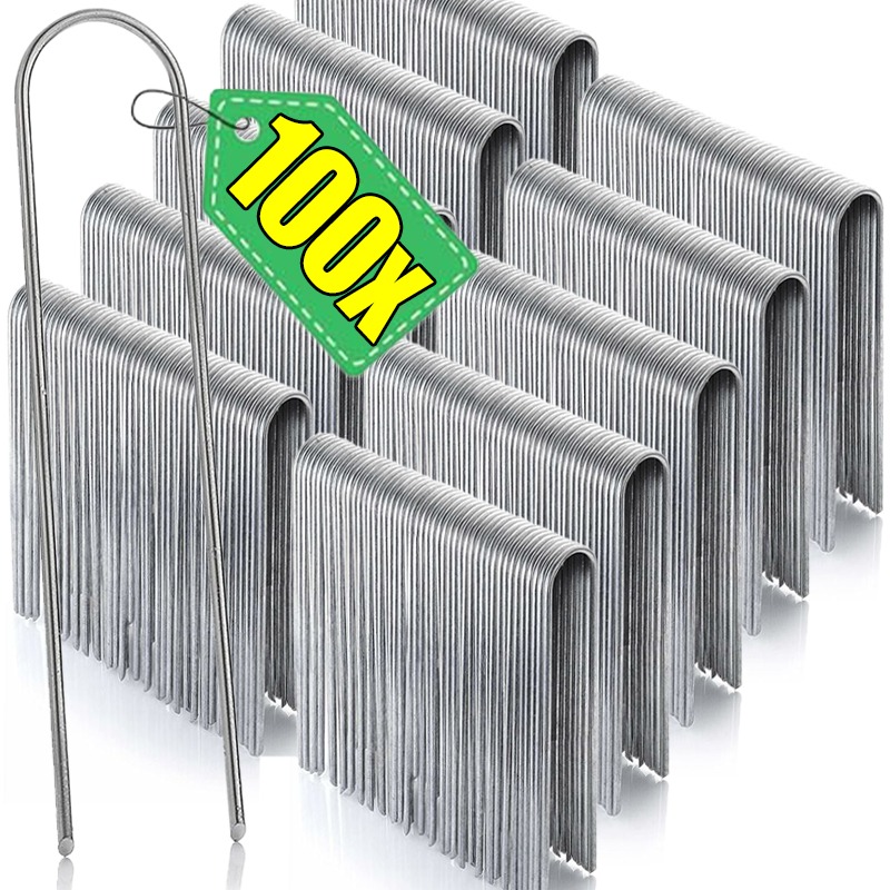 Grapas de paisaje de jardín en forma de U, estacas fijas de acero resistente para tienda de césped, pasadores de clavija de seguridad, barrera para césped