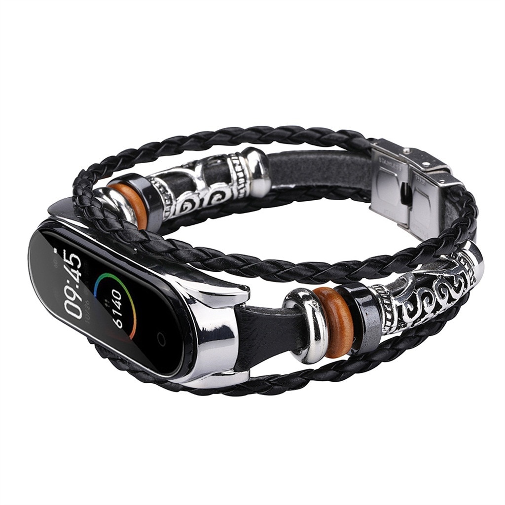Ersatz Leder Perlen Strap Armband Weave Geflochtene Für Xiao mi mi Band 4