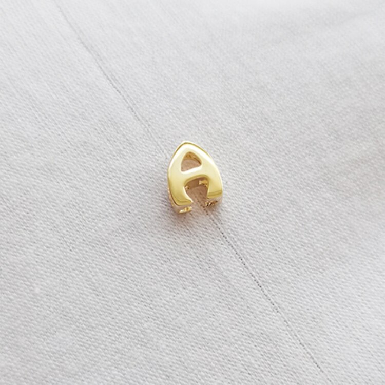 Inicial de letra colgante de oro amarillo de 14K para collar de nombre DIY, alfabeto de A Z P0001