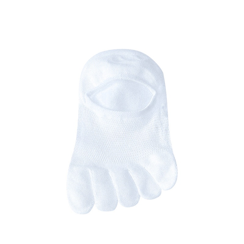 Five finger socks Summer thin breathable hollow solid color cute Japanese invisible boat socks Split toe female socks: Ivory