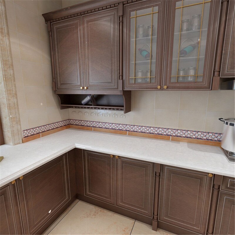 Self Adhesive Wall Stickers Waterproof Baseboard Wallpaper Border PVC European style Wall Sticker For Kitchen Bedroom Home Decor