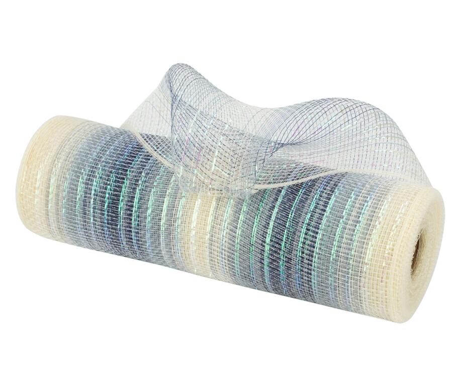 Multi Stripes Color Deco Poly Mesh Ribbon 10 Inch x 10 Yards for DIY Project Wreath Crafts Home Packing Wrapping: 02