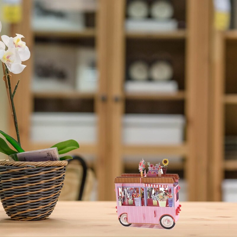 Handmade Three-dimensional Flower Cart Greeting Card 3D Paper Sculpture Card Birthday Card Pop-up