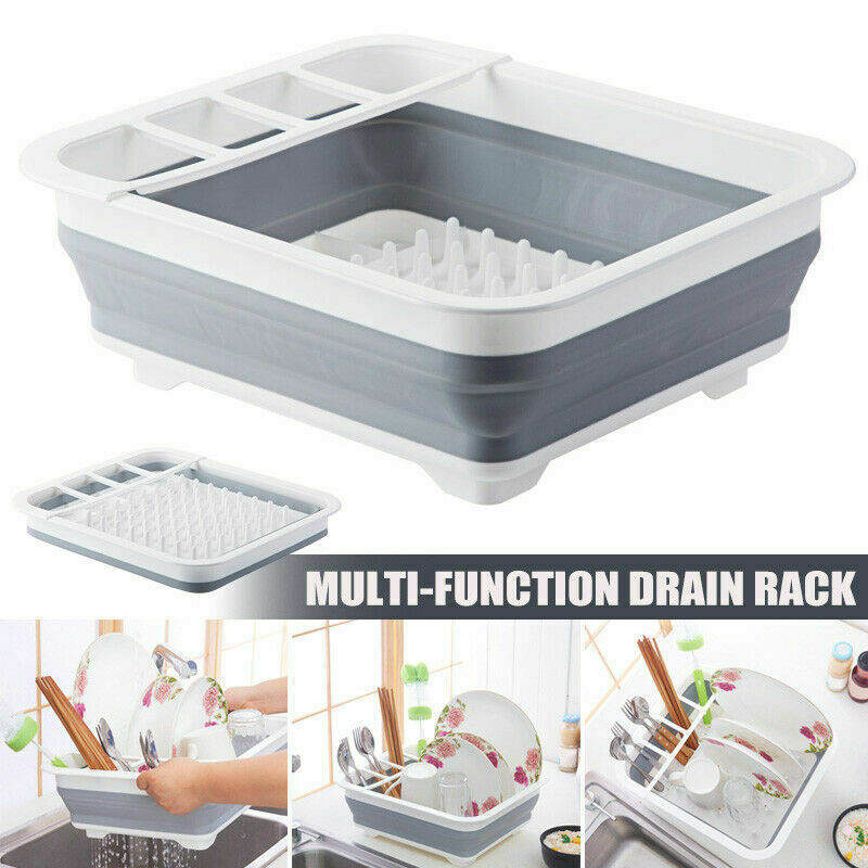 Foldable Collapsible Washing Up Bowl Dish Drainer Draining Folding Water Reusable Camping