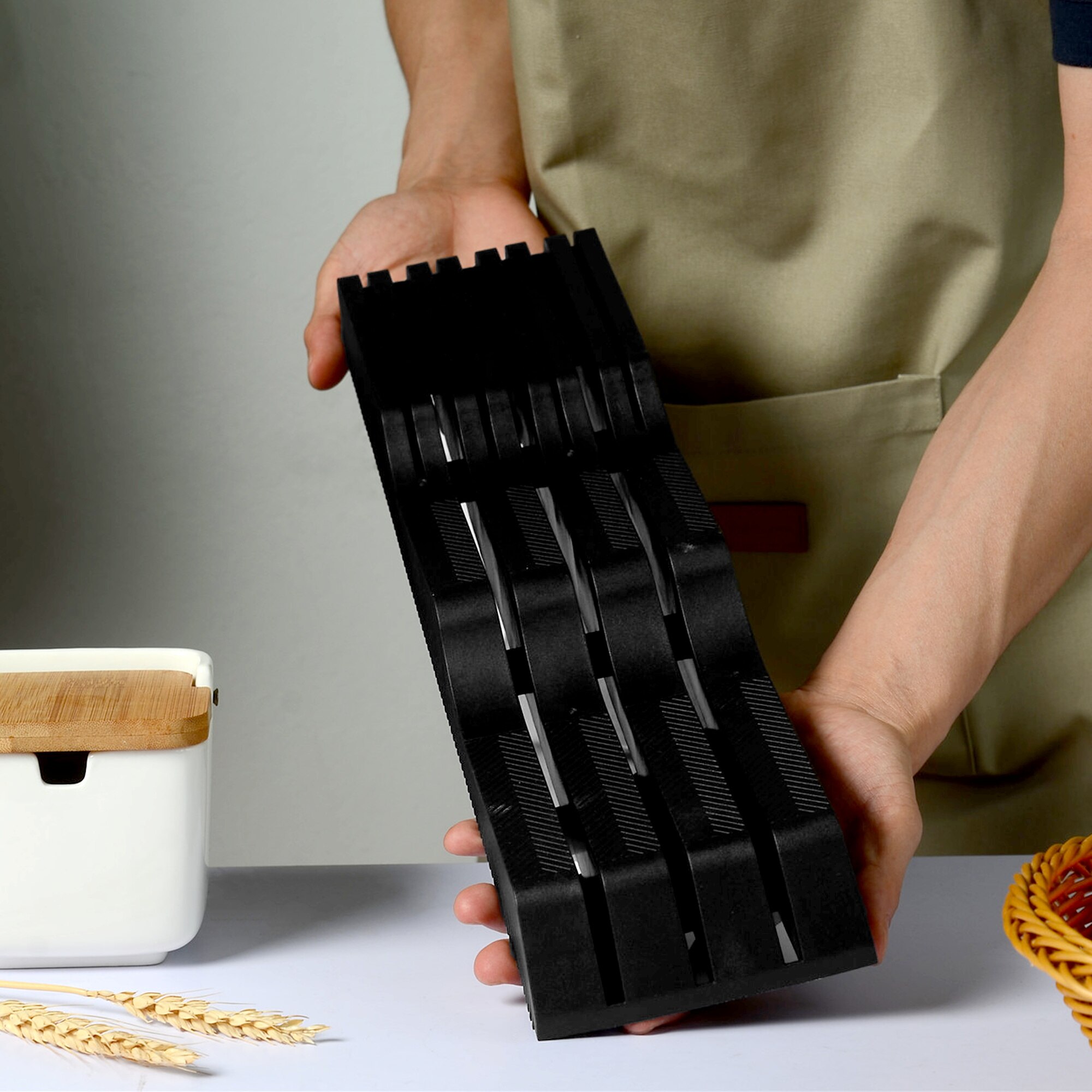 Kitchen Knife Holder Drawer Plastic 2pcs/set Knife Stand Holder Storage Shelf Drawer Tool Kitchen Accessories Knives Organizer