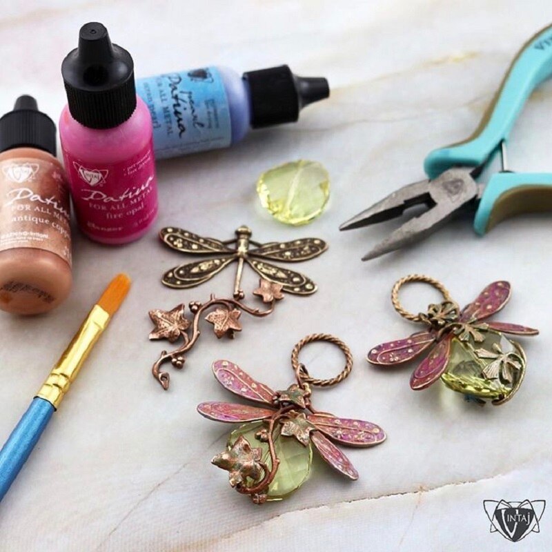 American Ranger VINTAJ PATINA Jewelry Handmade Old Pigment Metal Oxide Green Rust Effect Watercolor