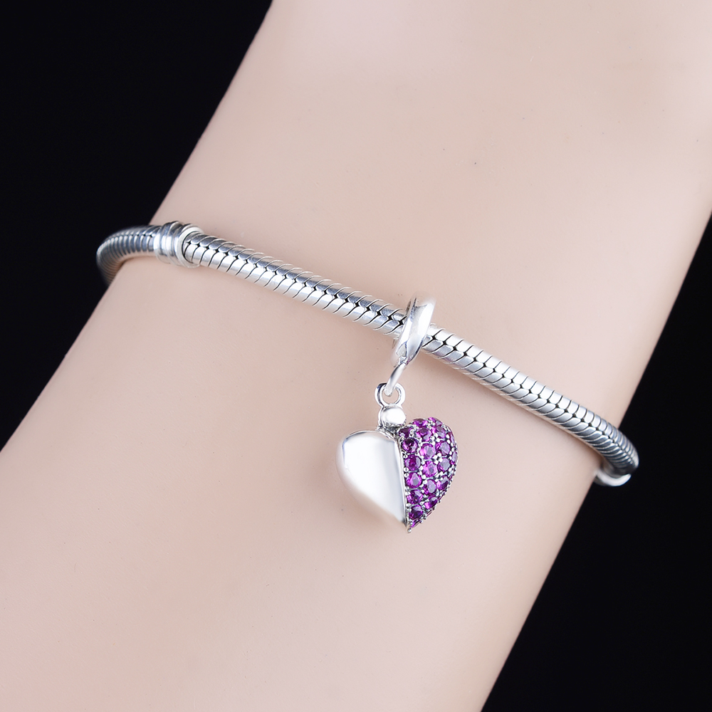 FC Jewelry Fit-pulsera de plata 925 para mujer, abalorio de circonita con forma de corazón abierto, para hacer joyas, Berloque de San Valentín, 2022