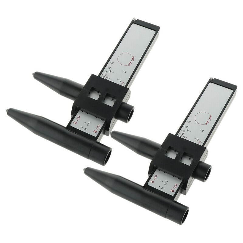 2X Wheel Rim Bolt Pattern Sliding Measuring Tool Gauge 4 5 6 8 Lug PCD Ruler