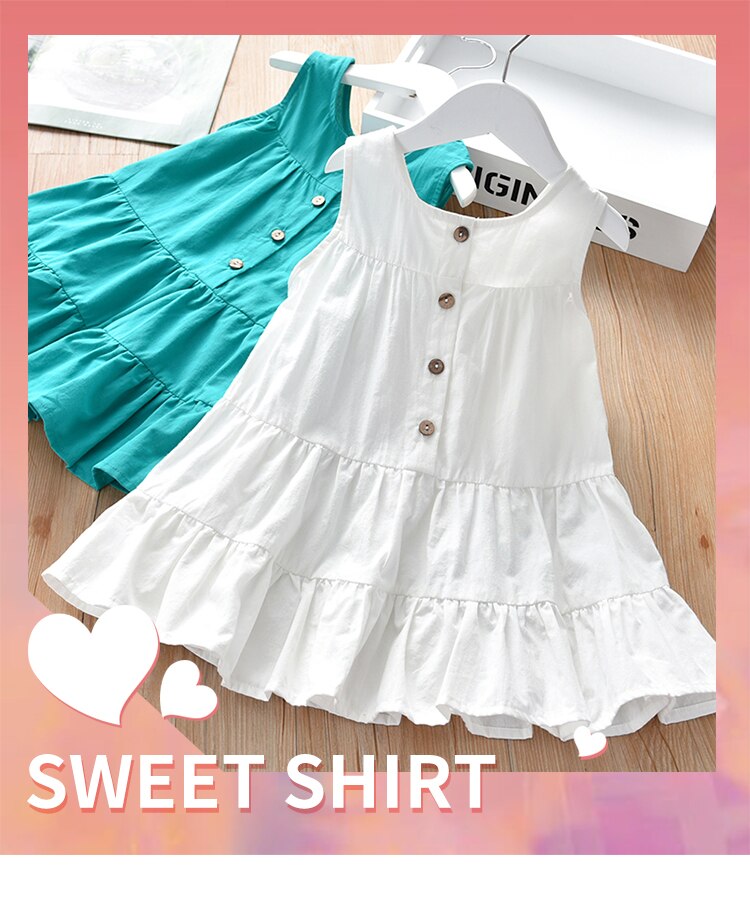 Kids Girls Sleeveless Solid Color Tops Summer Stylish Tops for Children Girls
