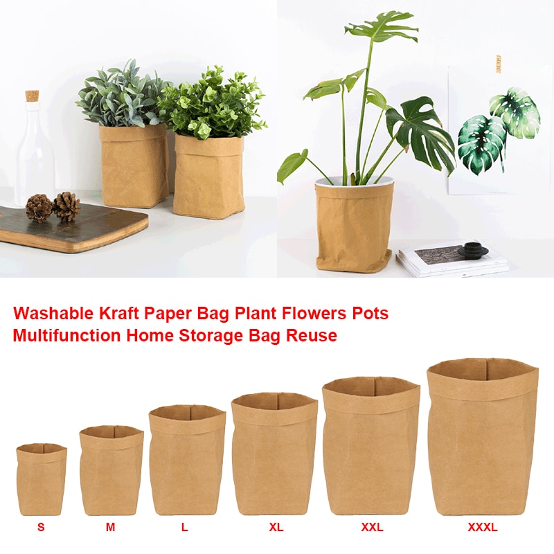 Maceta de Papel Kraft de tamaño múltiple para vivero, bolsa de cultivo de plantas, contenedor de difusión de plántulas, lavable, suministros para macetas de jardín, suculentas