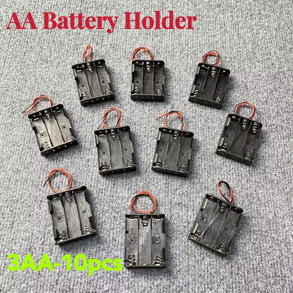 5-10PCS AA Power Battery Storage Case Holder Storage Box Multi Purposes DIY AA Battery Holder LR6 Container With Lead Cables: Pink