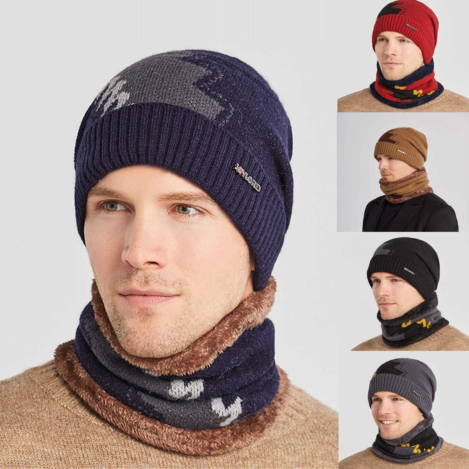 2Pcs Ski Cap En Sjaal Koude Warm Leer Winter Hoed Voor Vrouwen Mannen Gebreide Muts Motorkap Warme cap Mutsen