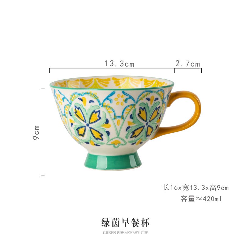 Taza de cerámica grande para desayuno, taza para leche,: A004