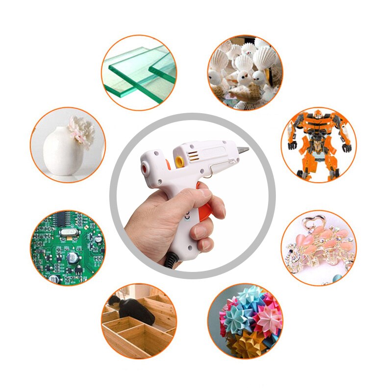 20W Electric Melt Glue Gun Multifunctional Home Mini Glue Gun Electric Heat Temperature Switch Tool with 7x100mm Glue Stick