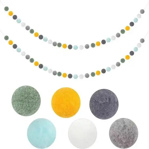 Bolas de lana de 2M, decoraciones de dormitorio hechas a mano, decoración de pared de Halloween, adorno para fiestas de Navidad, colgante, guirnalda de pompones: Amarillo limón