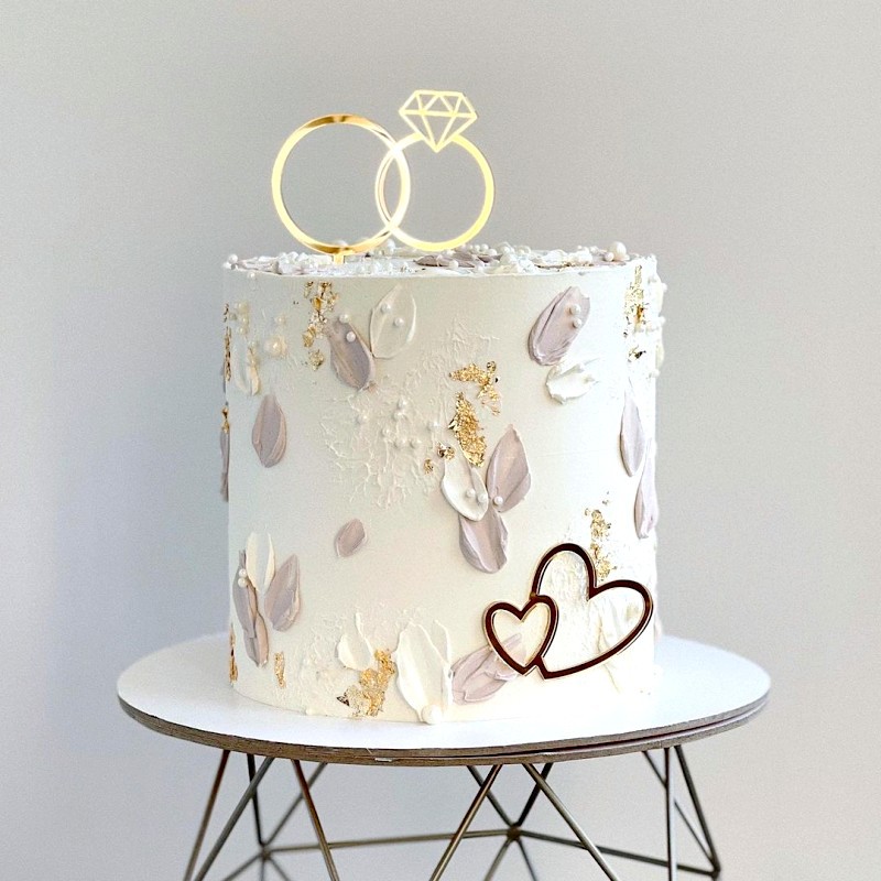 Anillo acrílico dorado Ins para tarta de boda, propuesta de novia y novio, adorno para tarta de boda para , de compromiso, decoración de postre