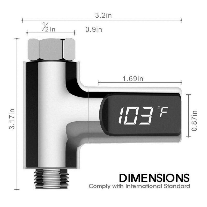 LED-anzeige Wasser Dusche Wasser Temperatur Meter Monitor Selbst Generierende Strom Dusche 360 Grad Drehung Schlecht Thermometer