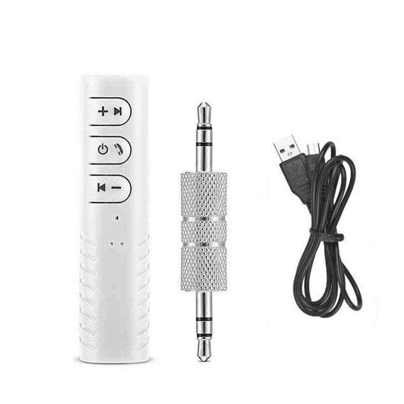 Oaoyeer manos libres Bluetooth coche Kits Auto 3,5mm Jack inalámbrico Aux Bluetooth receptor adaptador para auriculares PC MP3 altavoz: White