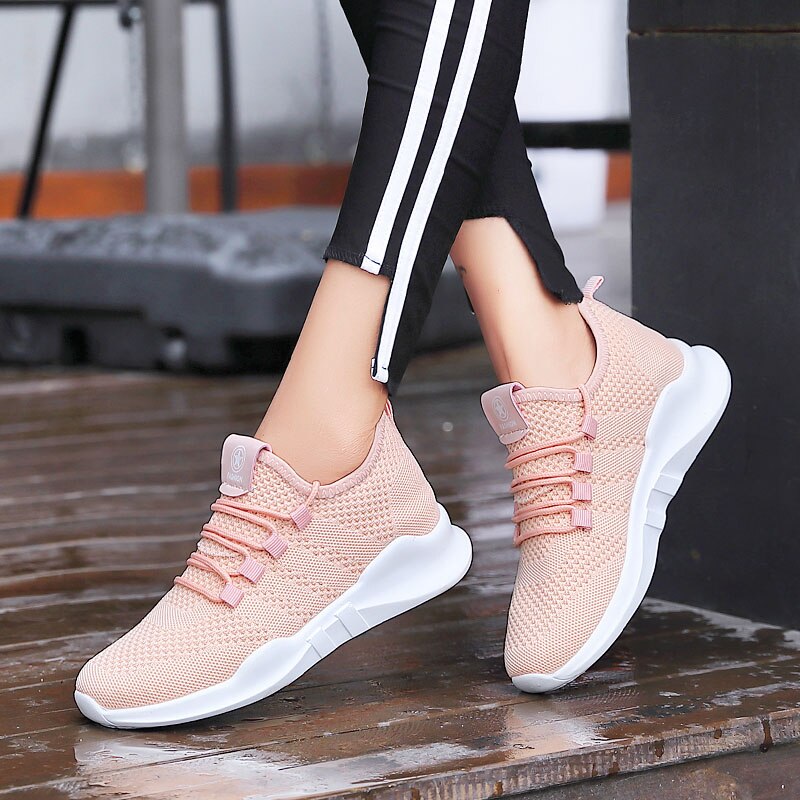 VTOTA femmes chaussures décontractées hauteur augmentant maille baskets respirant marche à lacets chaussures femmes tenis feminino plate-forme chaussures