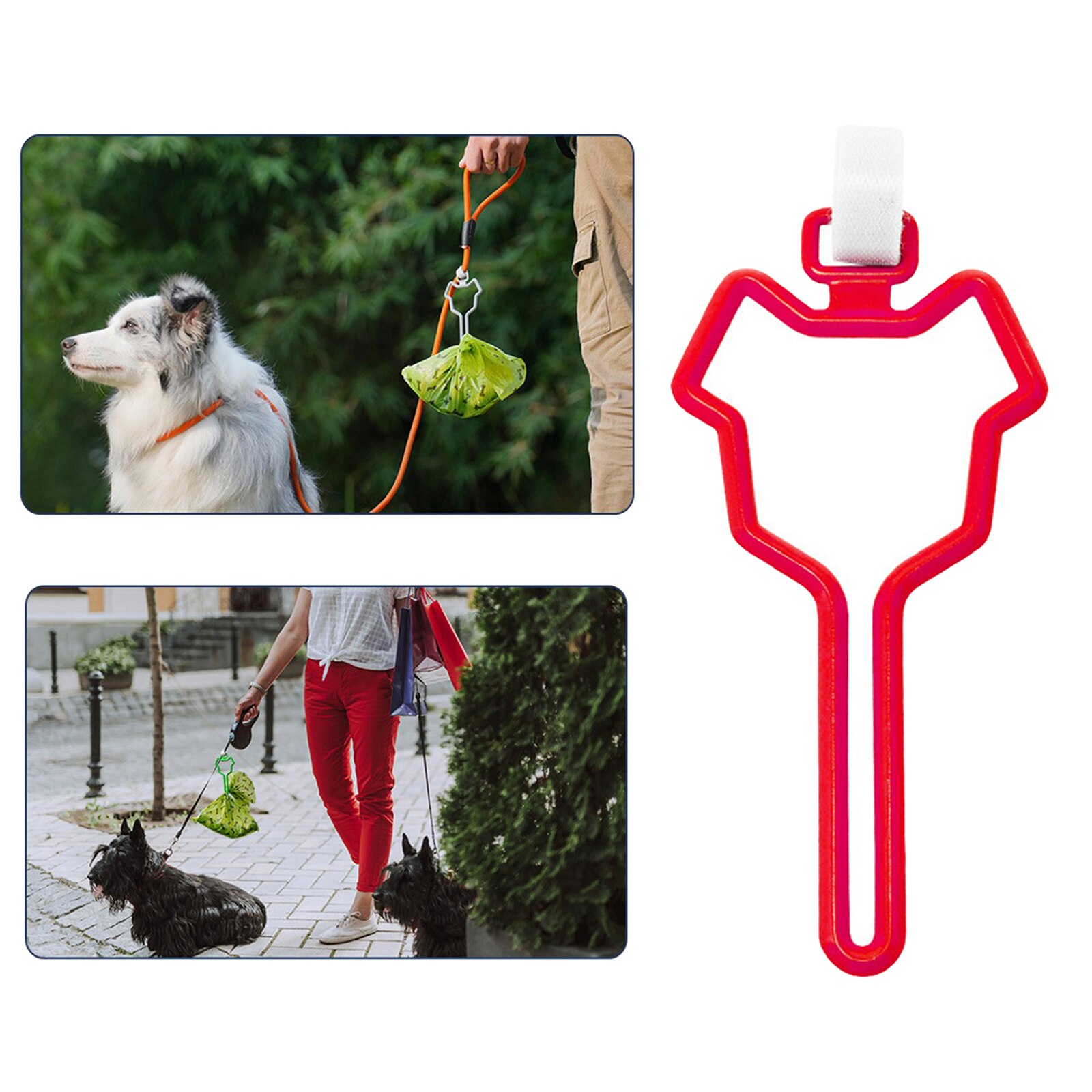 Plastic Dog Poop Bag Holder Waste Bag Carrier Clip Adjustable Attachment: Red