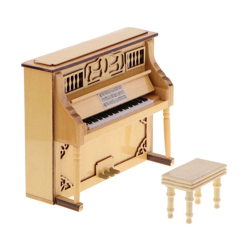 Piano Miniature en bois avec banc pour enfants amis amoureux Mini jouet