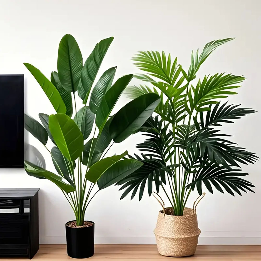 2 Stück 82 cm große Simulation künstlicher Palme und Bananenblätter Topfpflanzen für den Innenbereich, Grünpflanzen, Garten-Topfpflanze