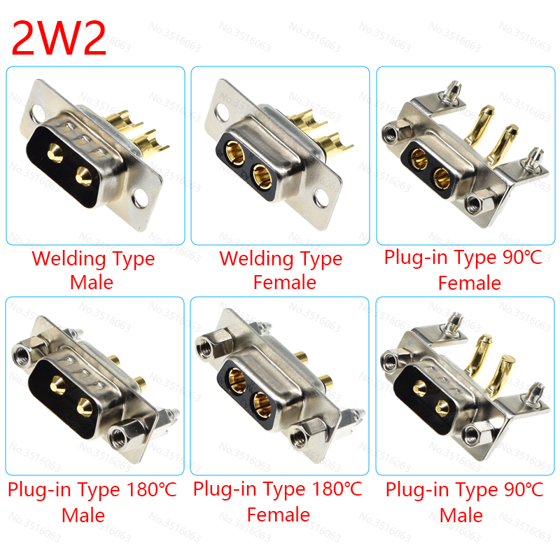 1 Stücke 2w2 30A 2 Stift Vergoldet Männlich Weiblich Hochstrom-leistungsstecker D-sub-Adapter Löt-/Stecker-in-Typ Steckdose Schweißen DB