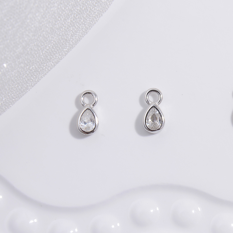 2 uds S925 ojos de plata esterlina Ellispe corazón pequeños dijes DIY collar pendientes para fabricación de joyería accesorios al por mayor SD12: Marrón