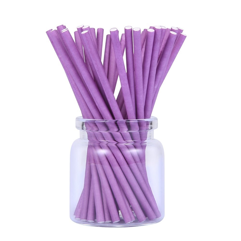 100 stuks gekleurde lollystokjes 4 inch papieren stokjes 100*3.5mm: Paars